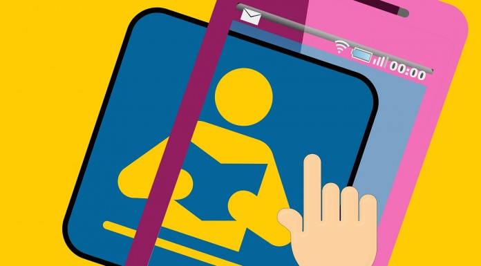 Herramientas online para crear presentaciones y videos animados icono de marketing digital fondo amarillo